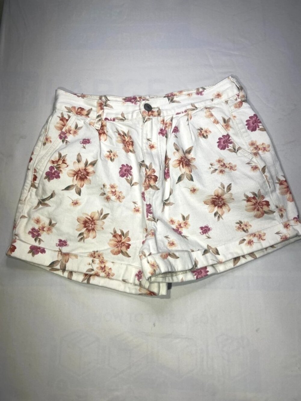 American Eagle Sz 4 Mom Short Floral Print High Rise Denim Cuffed Shorts Women's